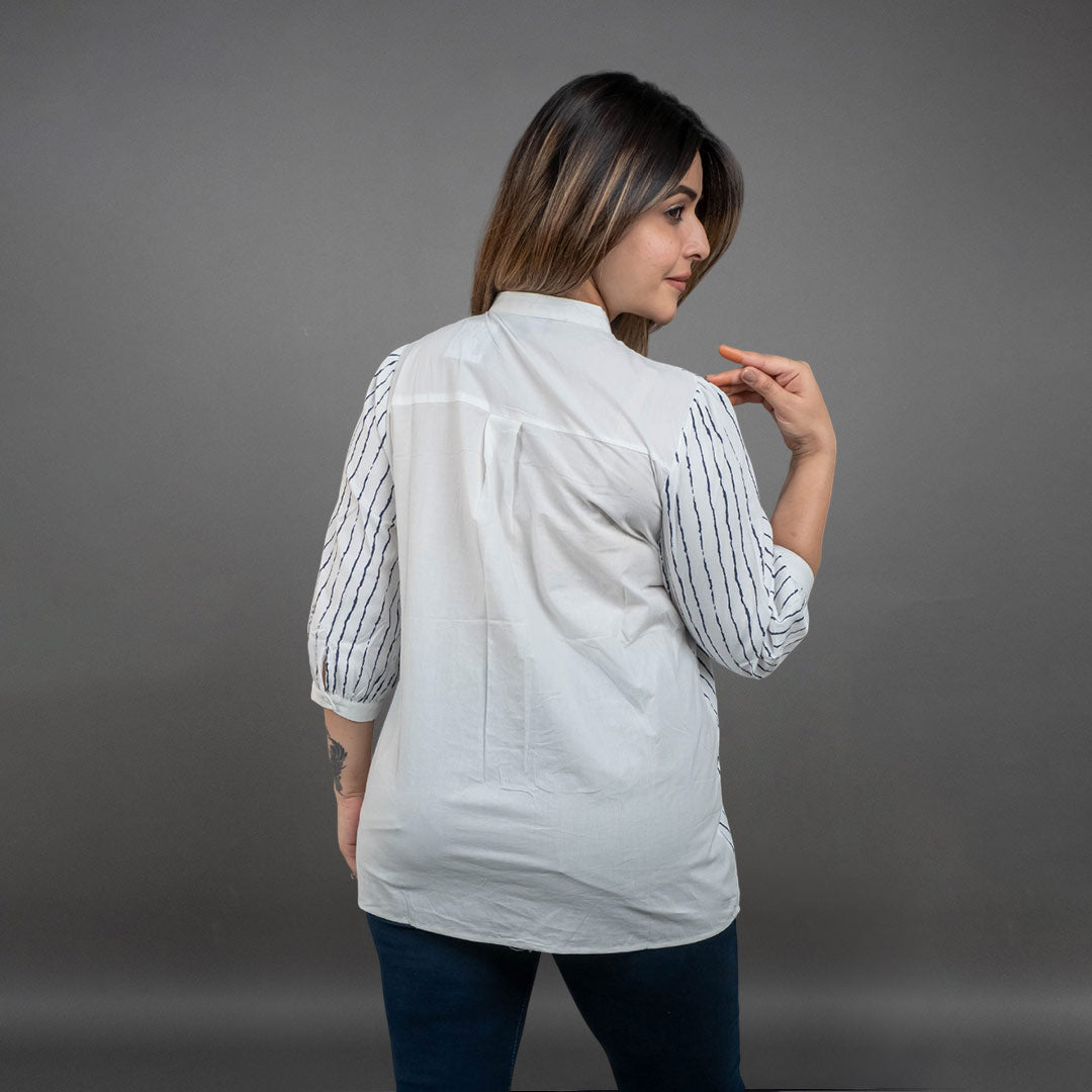 PRESENCE PLUS SIZE COTTON SHIRT WITH APPLIQUE