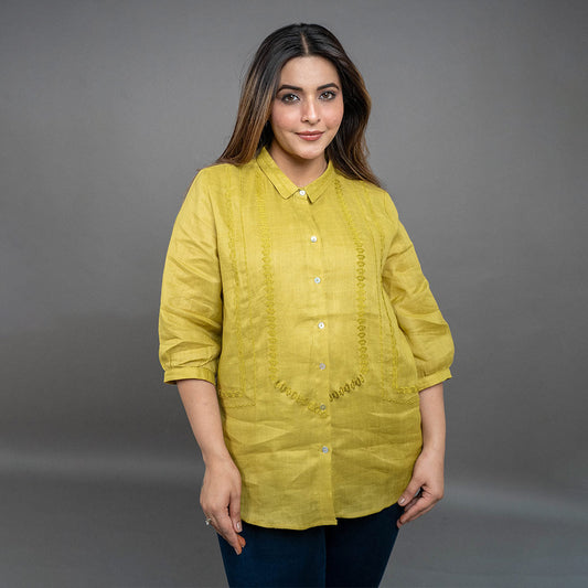 PRESENCE PLUS SIZE LINEN SHIRT