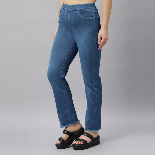 PRESENCE PLUS SIZE STRAIGHT FIT DENIM PANTS