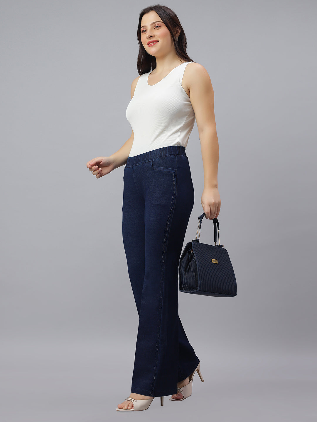 PRESENCE PLUS SIZE FLARED FIT PANTS