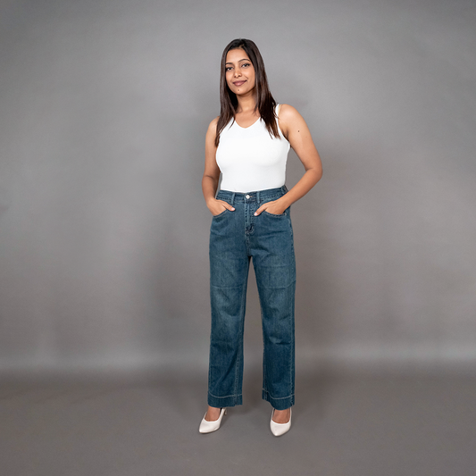 PRESENCE PLUS SIZE STRAIGHT FIT DENIM PANTS