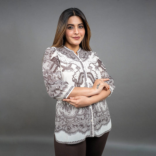 PRESENCE PLUS SIZE PLACEMENT PRINTED SHIRT