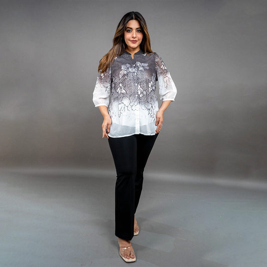 PRESENCE PLUS SIZE PLACEMENT PRINTED SHIRT