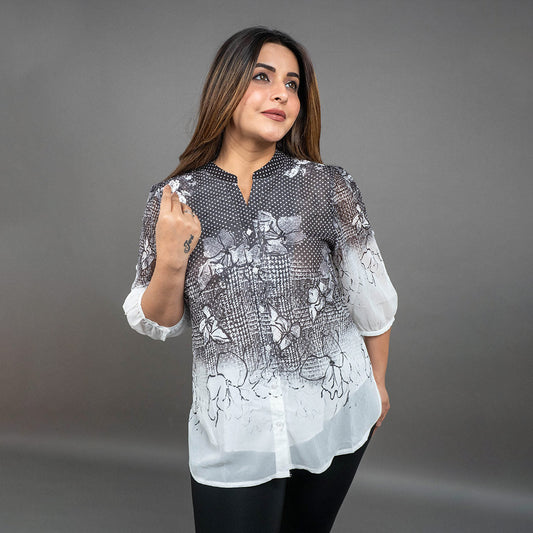 PRESENCE PLUS SIZE PLACEMENT PRINTED SHIRT
