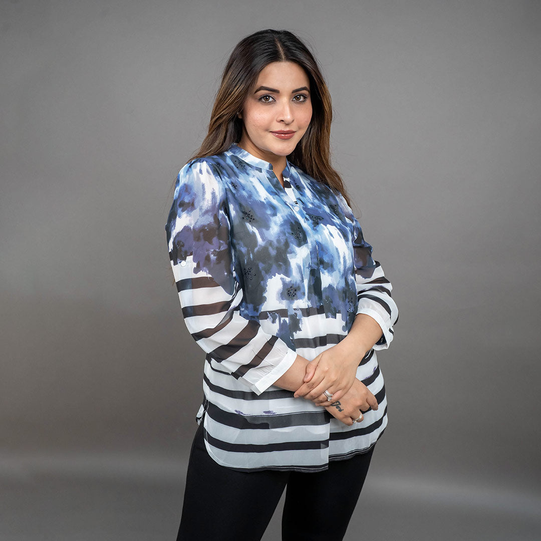 PRESENCE PLUS SIZE PLACEMENT PRINTED SHIRT