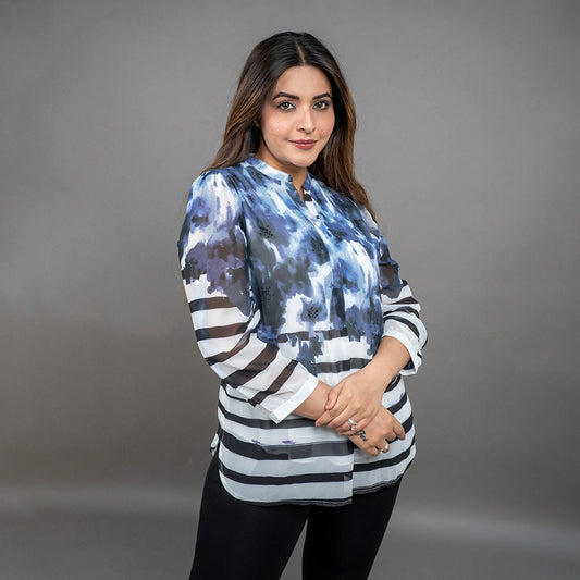 PRESENCE PLUS SIZE PLACEMENT PRINTED SHIRT