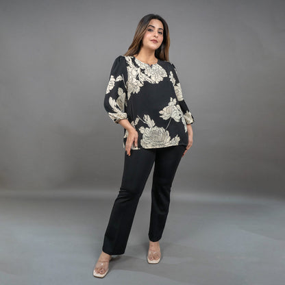 PRESENCE PLUS SIZE FLORAL PRINTED TOP