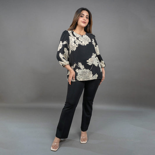 PRESENCE PLUS SIZE FLORAL PRINTED TOP