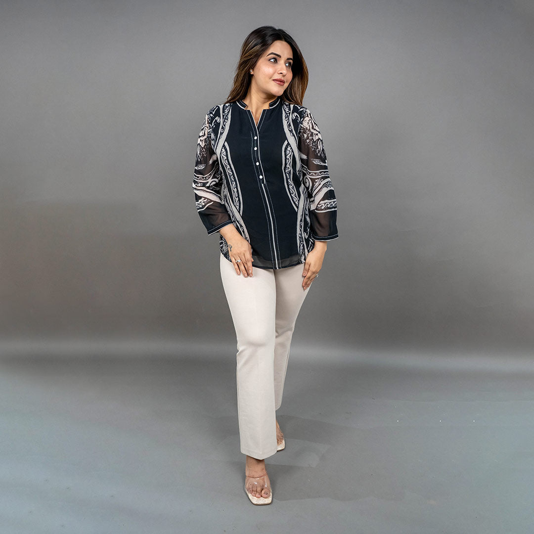 PRESENCE PLUS SIZE FLORAL PRINTED TOP