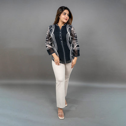 PRESENCE PLUS SIZE FLORAL PRINTED TOP