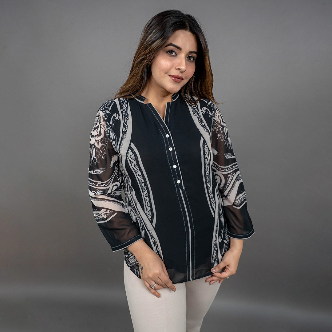 PRESENCE PLUS SIZE FLORAL PRINTED TOP