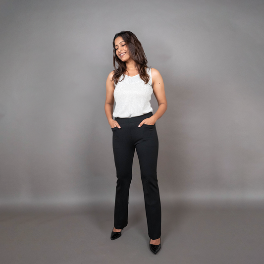 PRESENCE PLUS SIZE FLARED FIT PANTS
