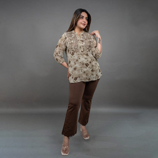 PRESENCE PLUS SIZE TOP  WITH EMBROIDERY