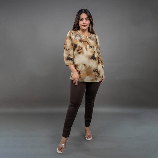 PRESENCE PLUS SIZE TOP  WITH EMBROIDERY