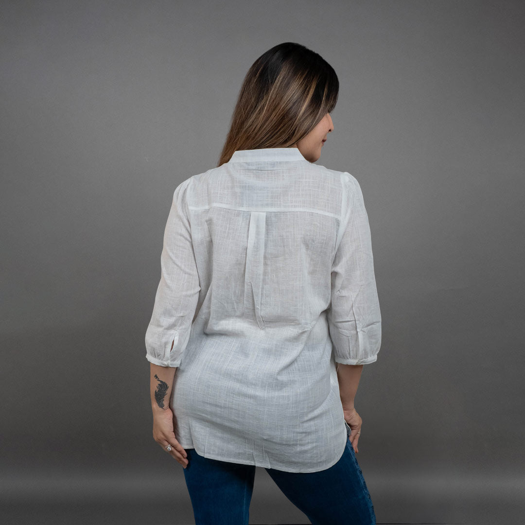 PRESENCE PLUS SIZE COTTON SHIRT WITH APPLIQUE