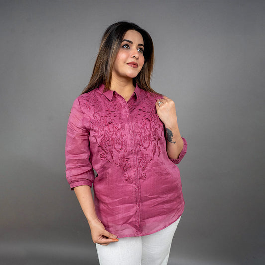 PRESENCE PLUS SIZE LINEN SHIRT