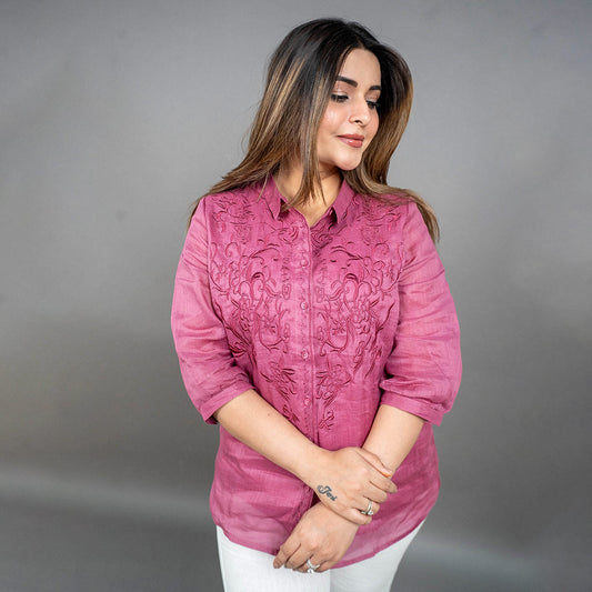 PRESENCE PLUS SIZE LINEN SHIRT
