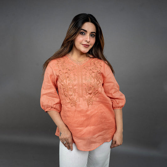 PRESENCE PLUS SIZE LINEN TOP