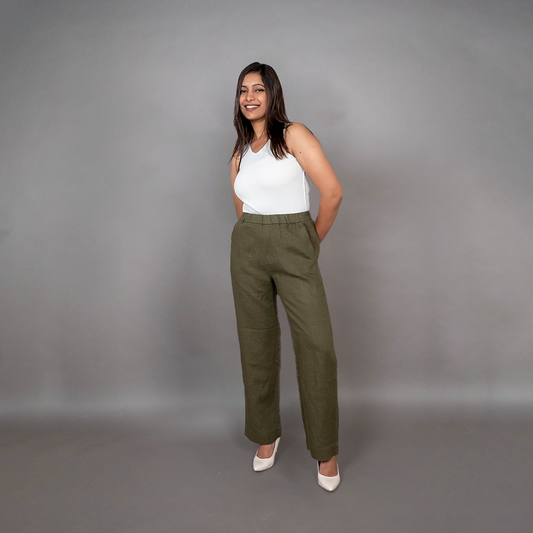PRESENCE PLUS SIZE STRAIGHT FIT LINEN PANTS