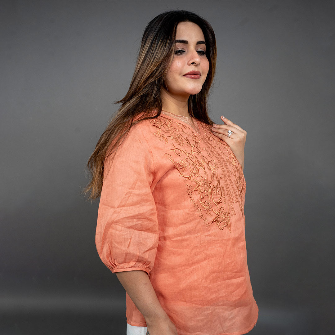 PRESENCE PLUS SIZE LINEN TOP