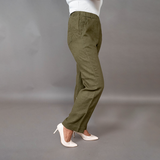 PRESENCE PLUS SIZE STRAIGHT FIT LINEN PANTS
