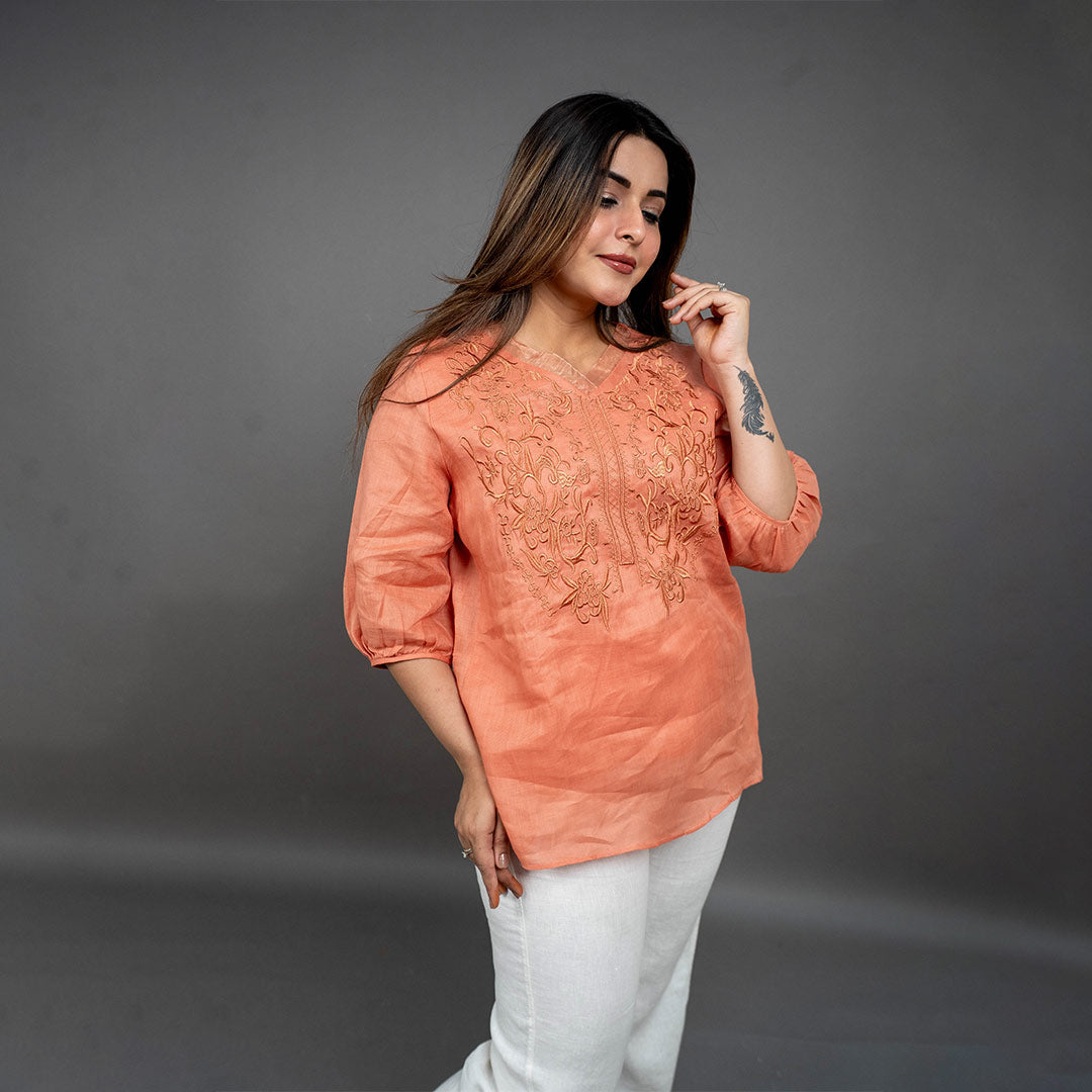 PRESENCE PLUS SIZE LINEN TOP