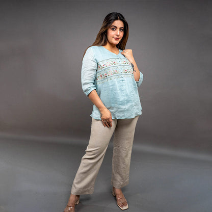 PRESENCE PLUS SIZE LINEN TOP