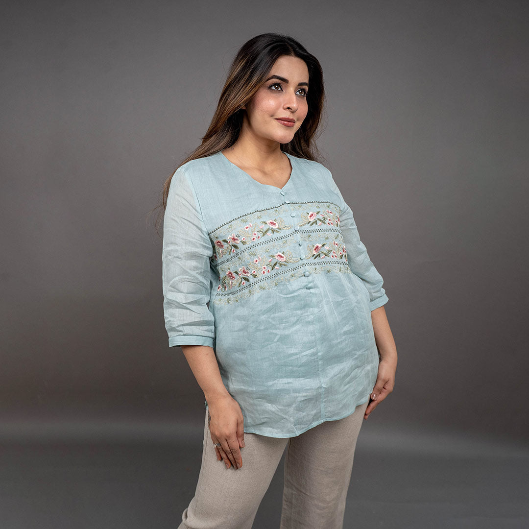 PRESENCE PLUS SIZE LINEN TOP