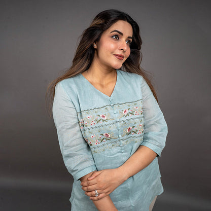 PRESENCE PLUS SIZE LINEN TOP