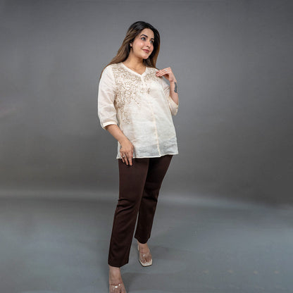 PRESENCE PLUS SIZE LINEN TOP
