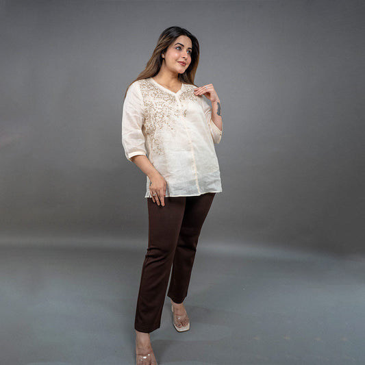 PRESENCE PLUS SIZE LINEN TOP