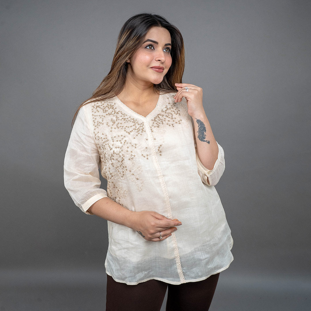 PRESENCE PLUS SIZE LINEN TOP