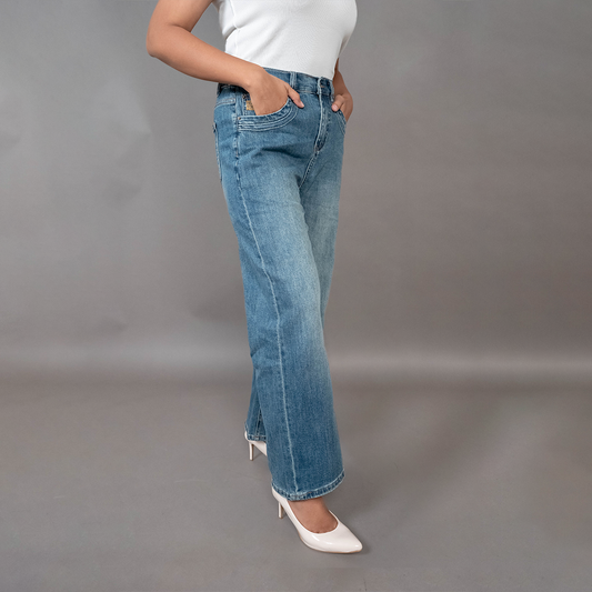 PRESENCE PLUS SIZE STRAIGHT FIT DENIM PANTS