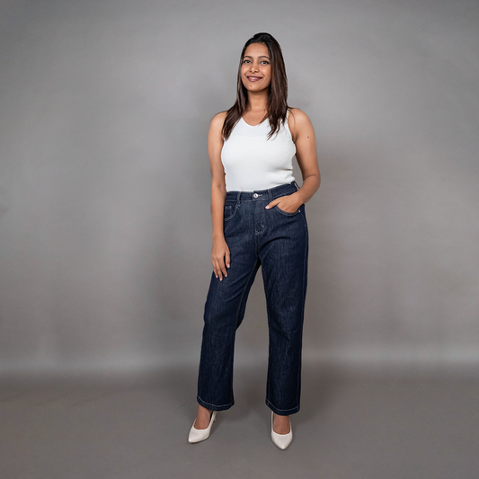 PRESENCE PLUS SIZE STRAIGHT FIT DENIM PANTS