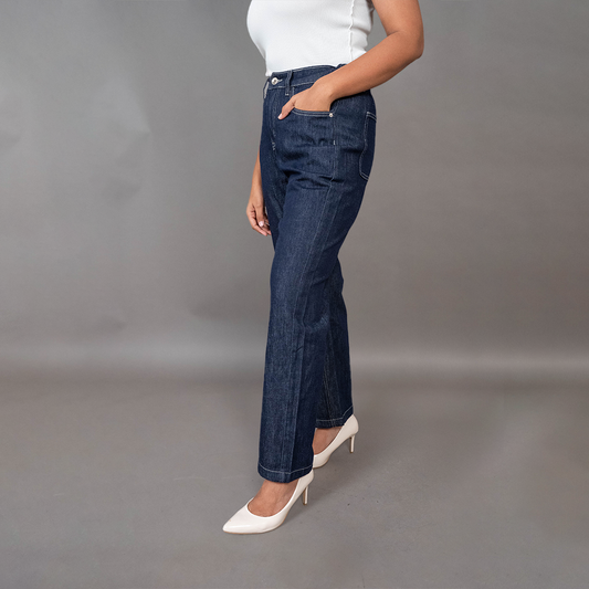 PRESENCE PLUS SIZE STRAIGHT FIT DENIM PANTS