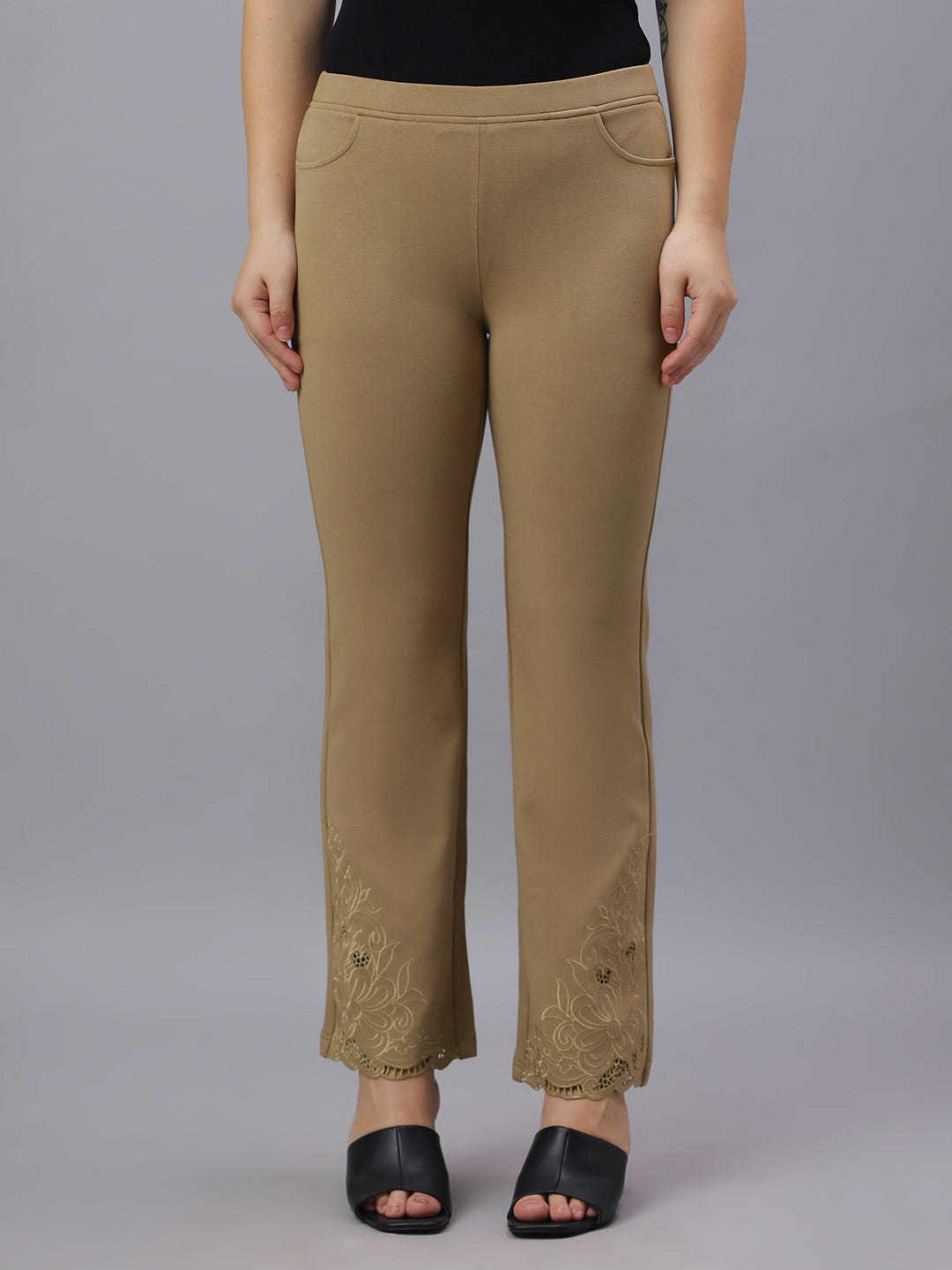 PRESENCE PLUS SIZE FLARED FIT PANTS