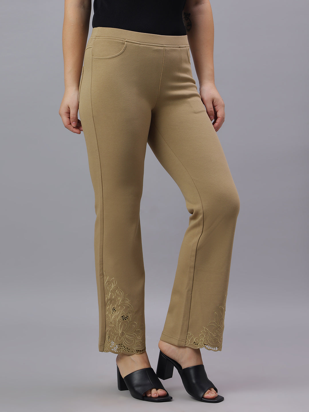 PRESENCE PLUS SIZE FLARED FIT PANTS