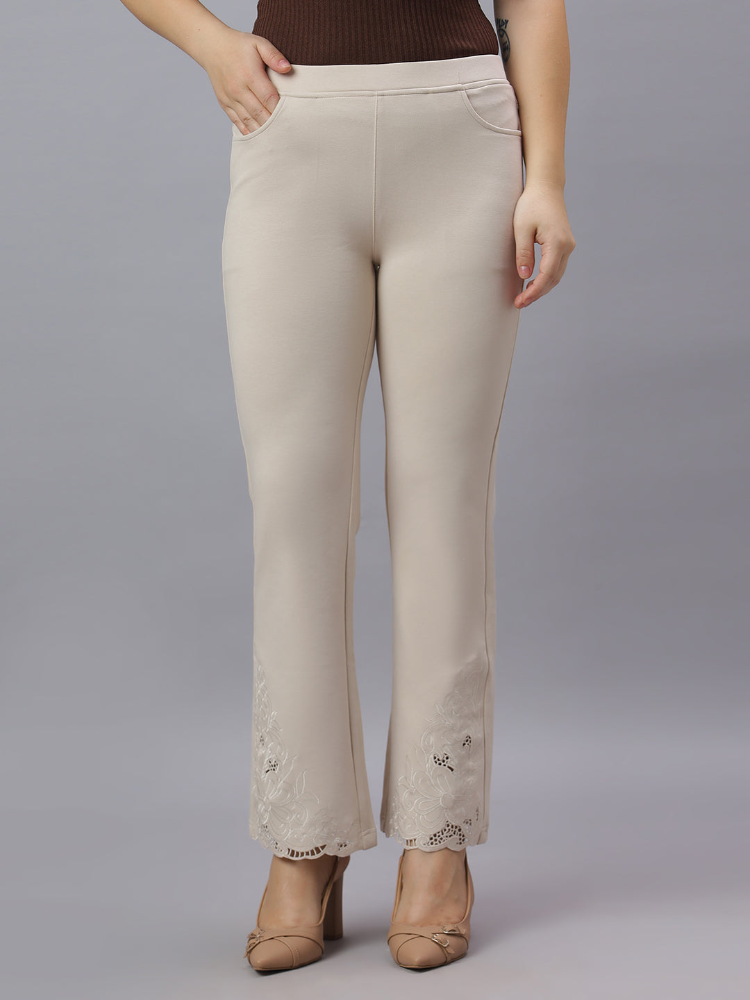 PRESENCE PLUS SIZE FLARED FIT PANTS