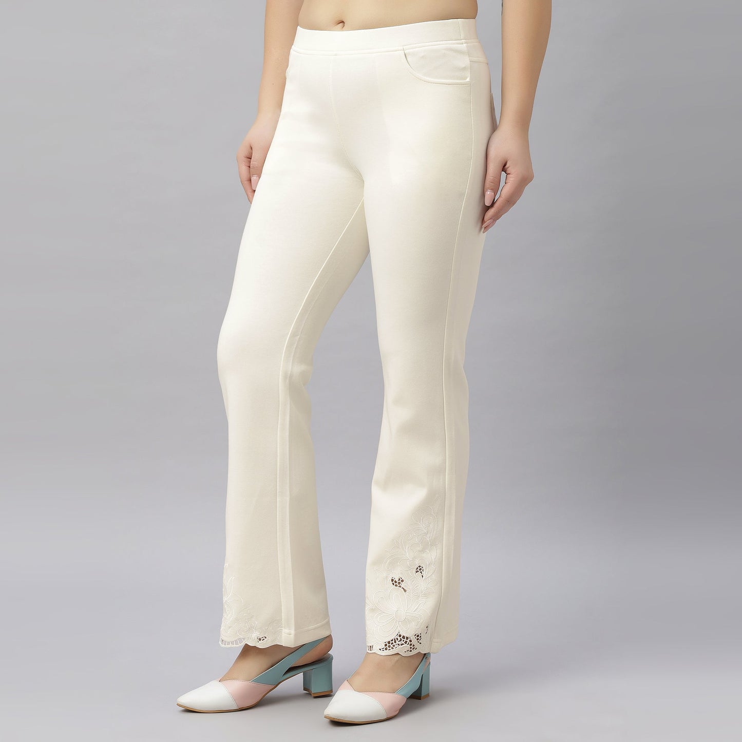 PRESENCE PLUS SIZE FLARED FIT PANTS